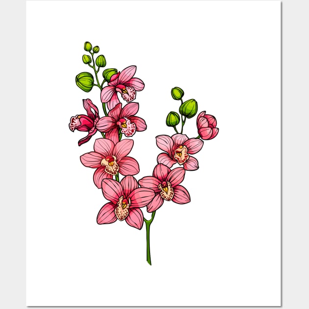 orchid flowers branch Wall Art by  ESHA-Studio